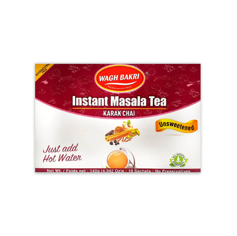 WAGH BAKRI INSTANT MASALA TEA UNSWEETENED  4.94OZ (10 PC)