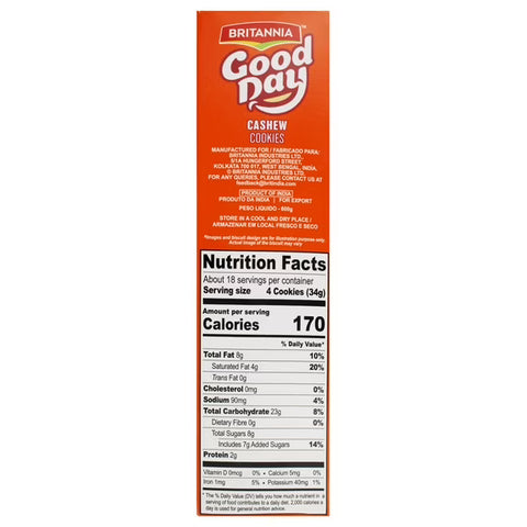 BRITANNIA GOOD DAY CASHEW COOKIES 21.2OZ