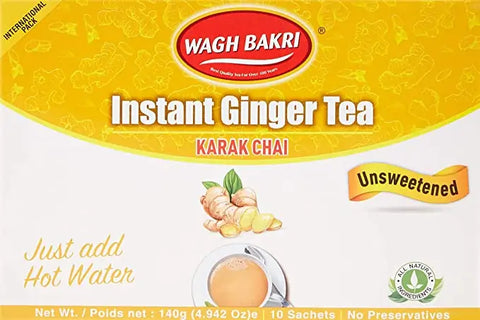 WAGH BAKRI INSTANT GINGER TEA UNSWEETENED  4.94OZ (10 PC)