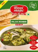 Palak Paneer dish with Rasta Magic label on a white background