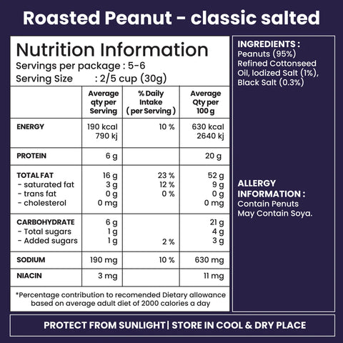 JABSONS CLASSIC SALTED ROASTED PEANUTS 5.6OZ