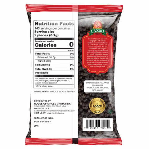 LAXMI WHOLE BLACK PEPPER 3.5OZ