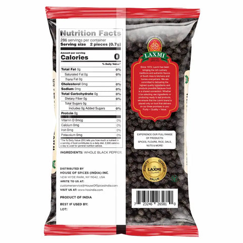 LAXMI WHOLE BLACK PEPPER 7OZ