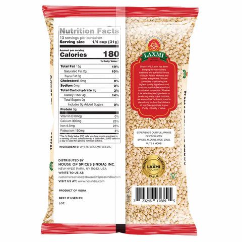 LAXMI WHITE SESAME SEEDS 14OZ