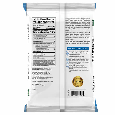 LAXMI AGED BASMATI RICE 4LB