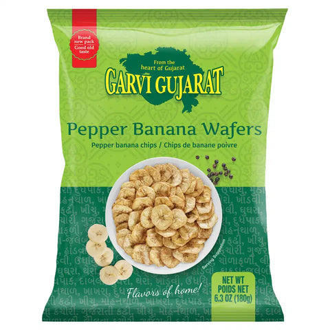 GARVI GUJARAT BANANA CHIPS PEPPER 180G